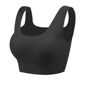 BLACK COOBIE INVISIBLE STRAPS SCOOP BRA SIZE LARGE EUC